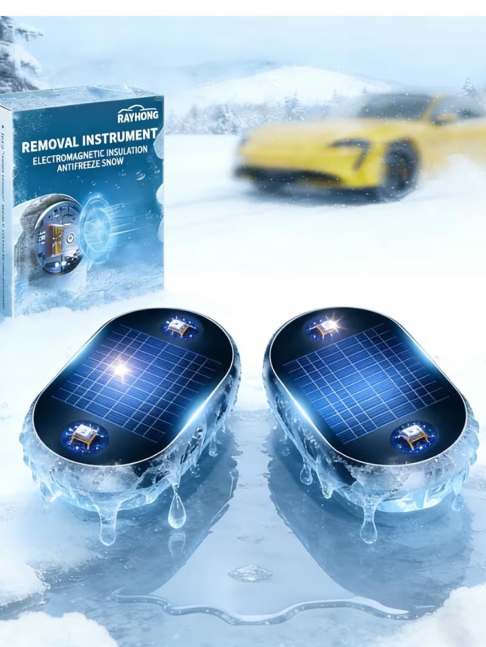 Rayhong Solar Snow Melter Removal & Anti Freeze Electromagnetic Defroster 2 Pack